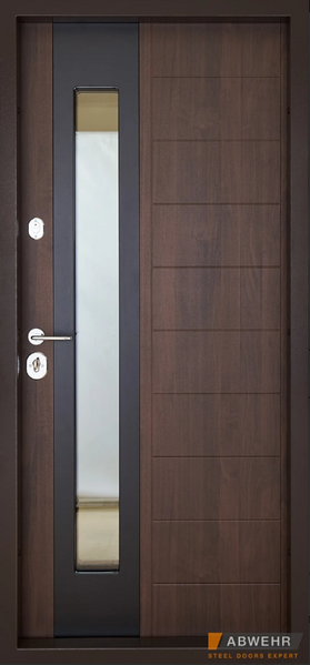 Вхідні двері з ерморозривом ABWehr Ufo (колір Ral 8019 + ТО) комплектація Cottage 367 фото